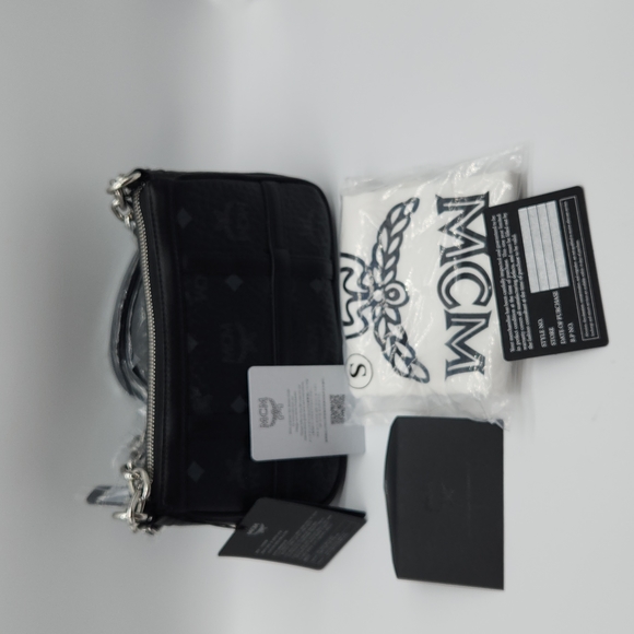 New MCM Aren Shoulder Bag in Visetos Black Sz Mini - Picture 9 of 15